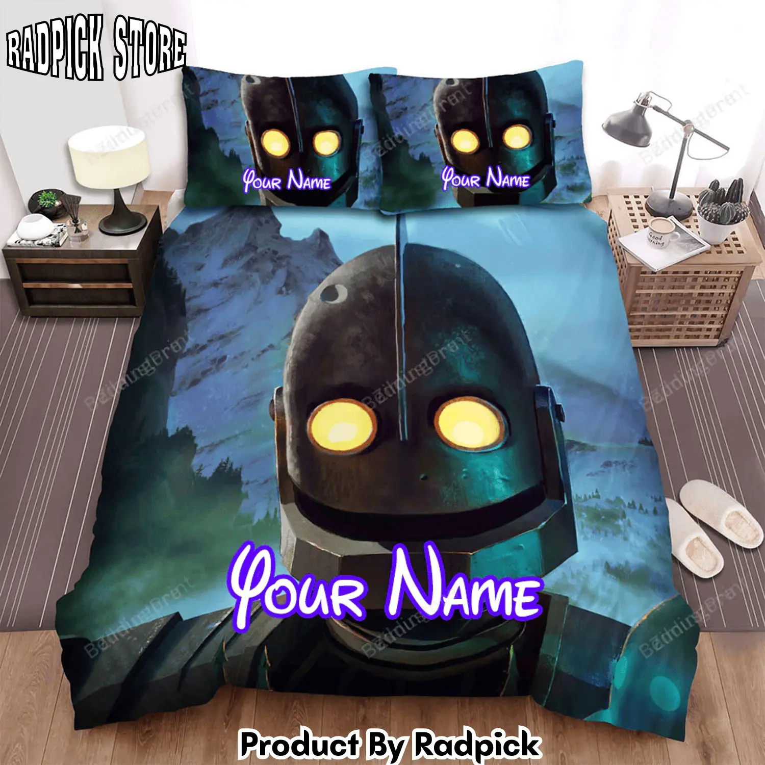 Radpick the iron giant glowing creature movie poster bed sheets duvet cover personalized name bedding sets rp3271198